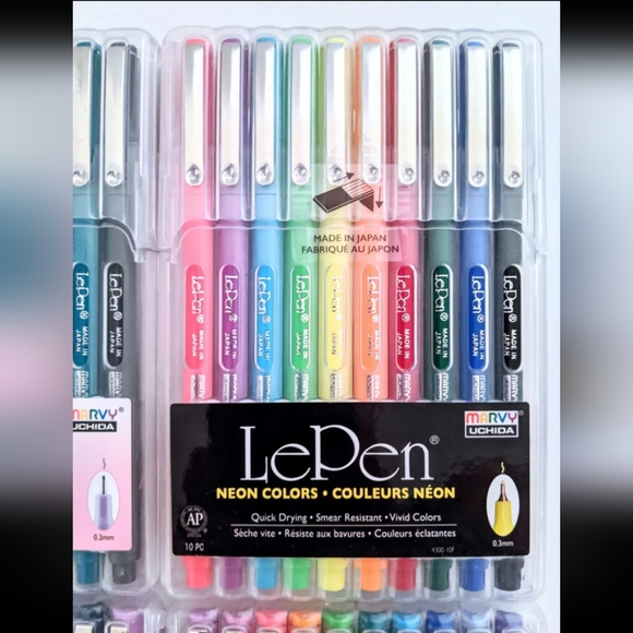 Marvy Uchida Le Pen Set Of 4 Pastel Bright Dark Neon - Picture 4 of 8